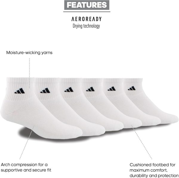 Men's Socks, Athletic Cushioned Quarter 6-Pack, Ankle Fit with Arch Support - Image 2