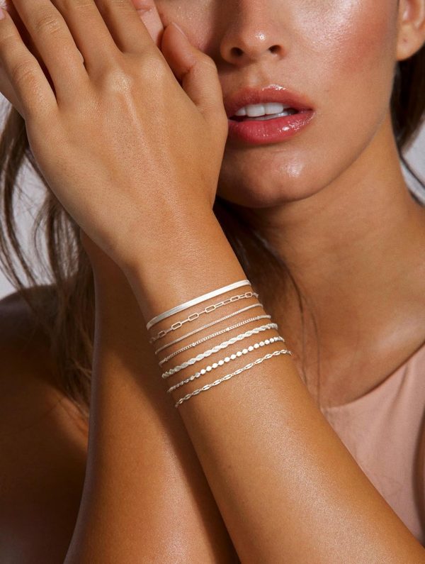 Silver Bracelets for Women Trendy Waterproof Silver Dainty Bracelet Stack Adjustable Layered Bracelet Set Minimalist Fashion Jewelry - Image 2