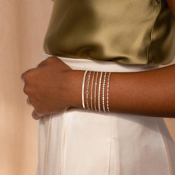 Silver Bracelets for Women Trendy Waterproof Silver Dainty Bracelet Stack Adjustable Layered Bracelet Set Minimalist Fashion Jewelry - Image 3