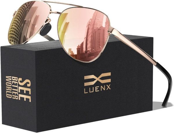 Aviator Sunglasses for Men Women Polarized - UV400 Protection, Stylish Shades, Driving, Outdoor Activities