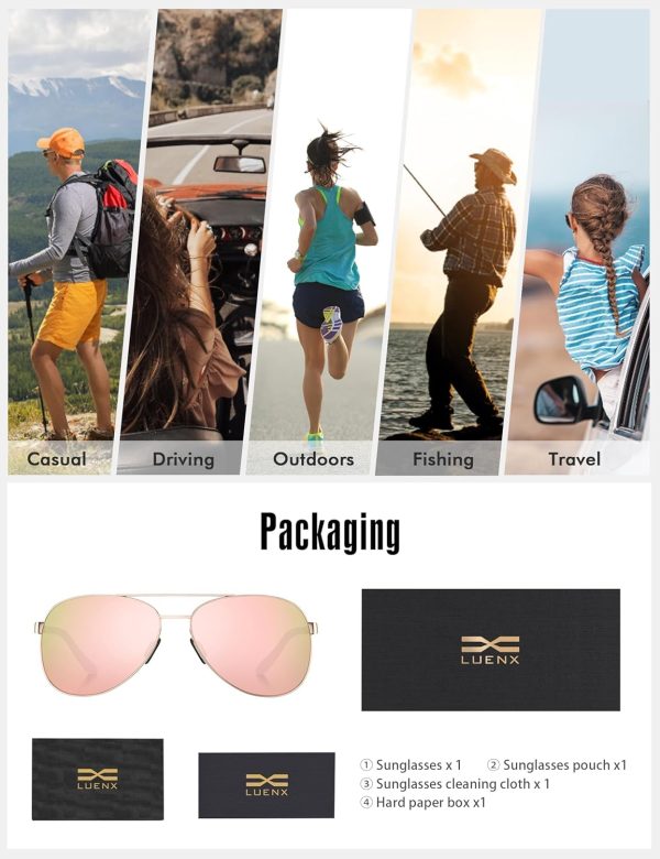 Aviator Sunglasses for Men Women Polarized - UV400 Protection, Stylish Shades, Driving, Outdoor Activities - Image 6