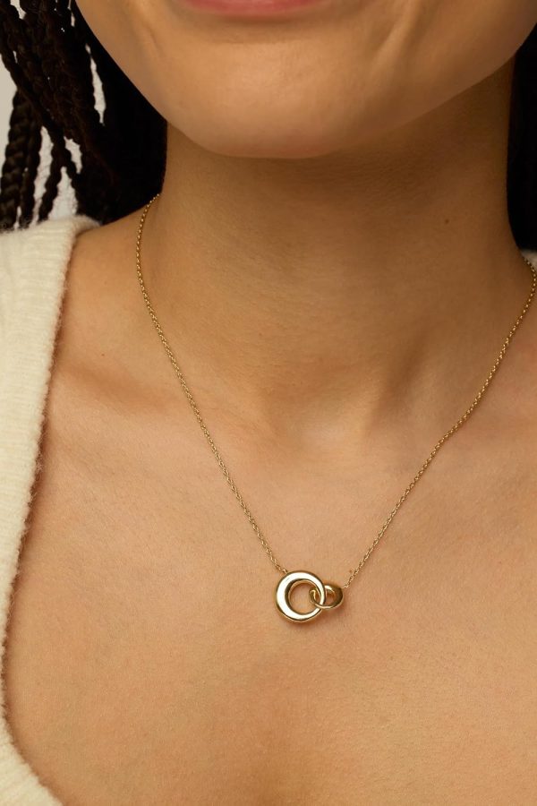 14K Gold Plated Dainty Interlock Pendant Necklace for Women | Circle Link Pendant Necklaces - Image 2